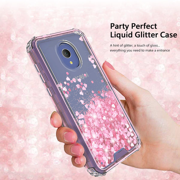 hard clear glitter phone case for alcatel 1x evolve - pink - www.coverlabusa.com