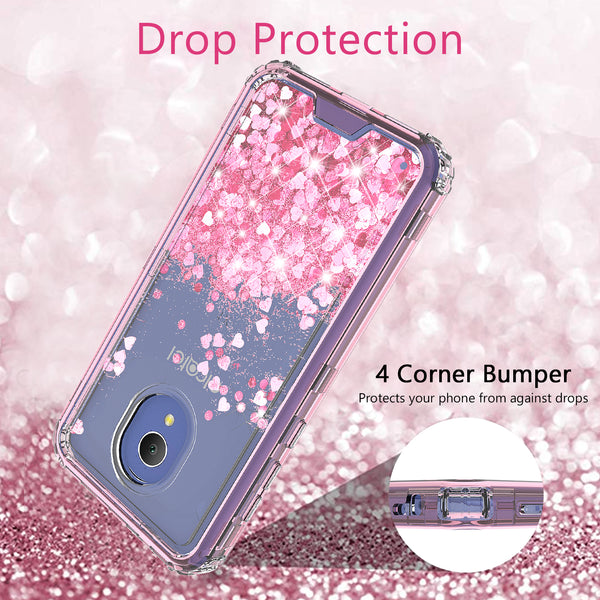 hard clear glitter phone case for alcatel 1x evolve - pink - www.coverlabusa.com