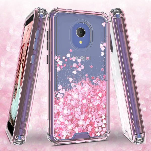 hard clear glitter phone case for alcatel 1x evolve - pink - www.coverlabusa.com