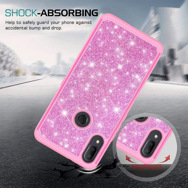 Alcatel 3V (2019) Glitter Hybrid Case - Hot Pink - www.coverlabusa.com
