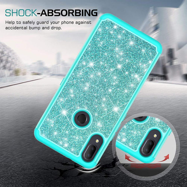 Alcatel 3V (2019) Glitter Hybrid Case - Teal - www.coverlabusa.com