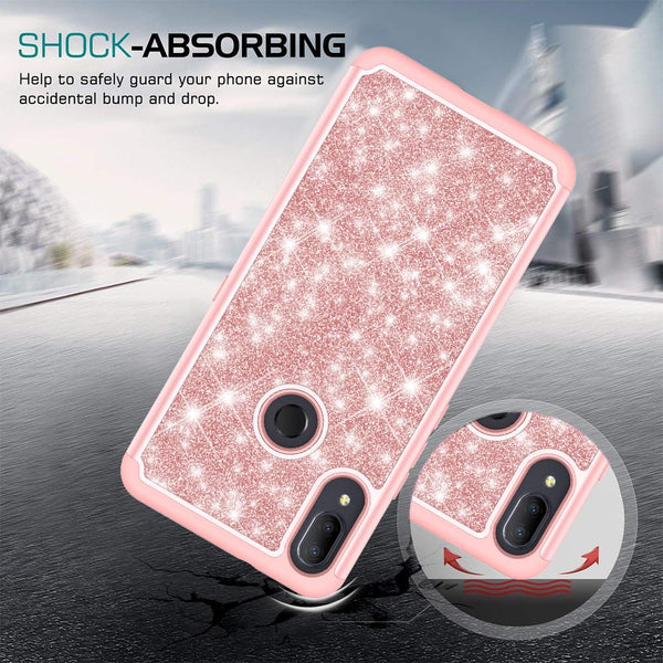 Alcatel 3V (2019) Glitter Hybrid Case - Rose Gold - www.coverlabusa.com