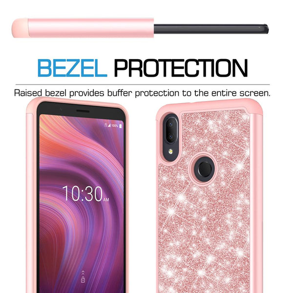 Alcatel 3V (2019) Glitter Hybrid Case - Rose Gold - www.coverlabusa.com