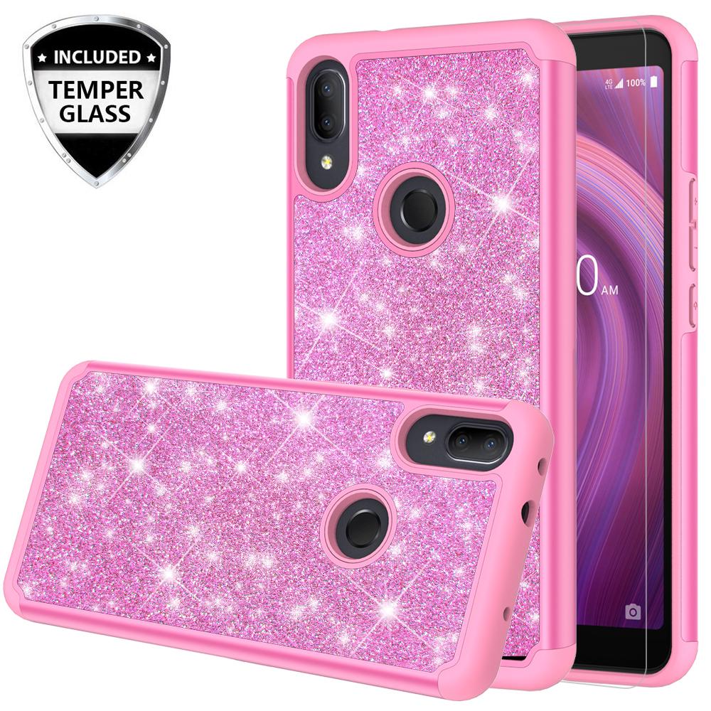 Alcatel 3V (2019) Glitter Hybrid Case - Hot Pink - www.coverlabusa.com