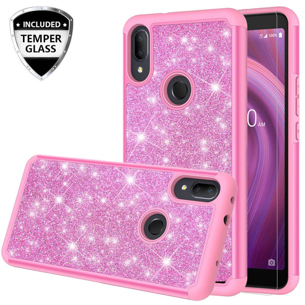 Alcatel 3V (2019) Glitter Hybrid Case - Hot Pink - www.coverlabusa.com