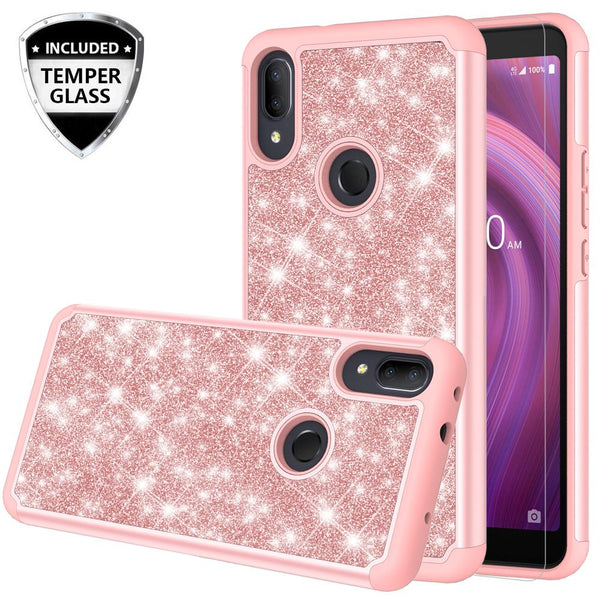 Alcatel 3V (2019) Glitter Hybrid Case - Rose Gold - www.coverlabusa.com