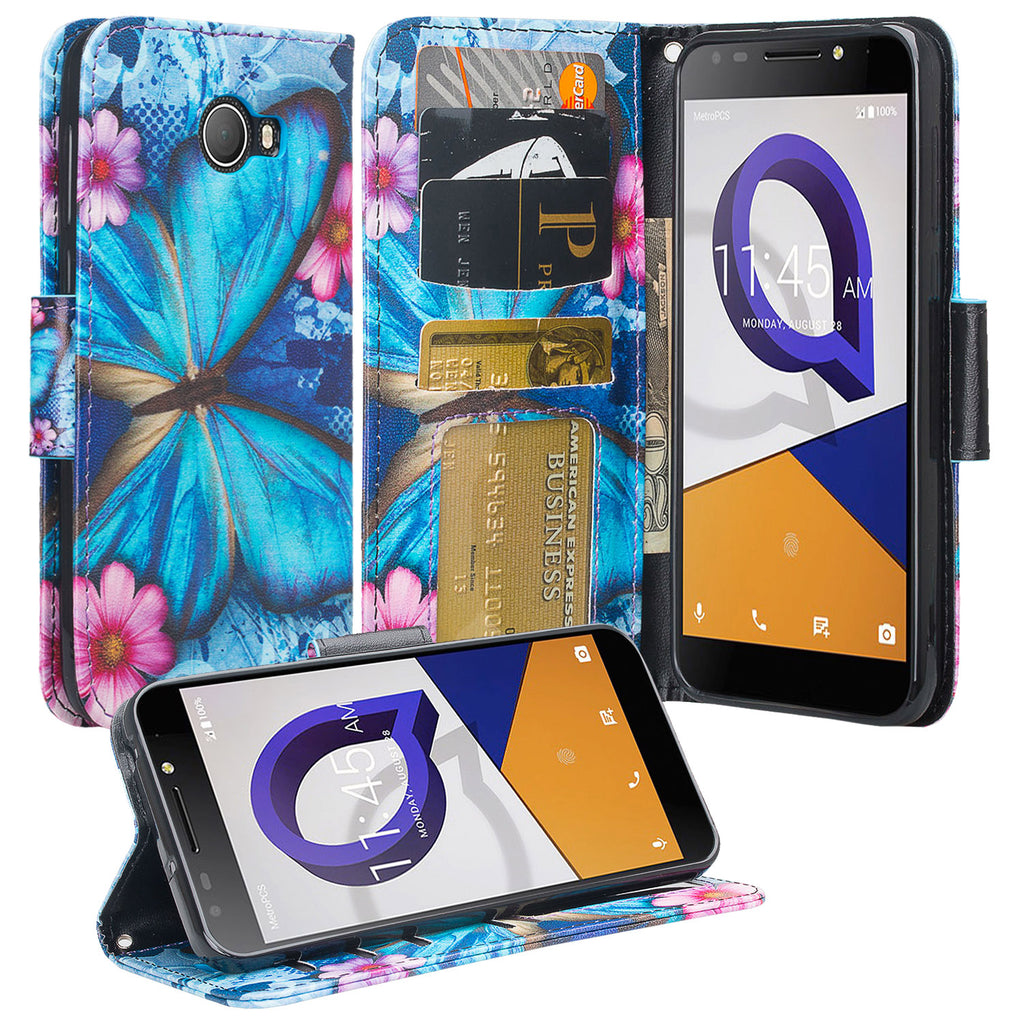 alcatel fierce xl2 wallet case - blue butterfly - www.coverlabusa.com