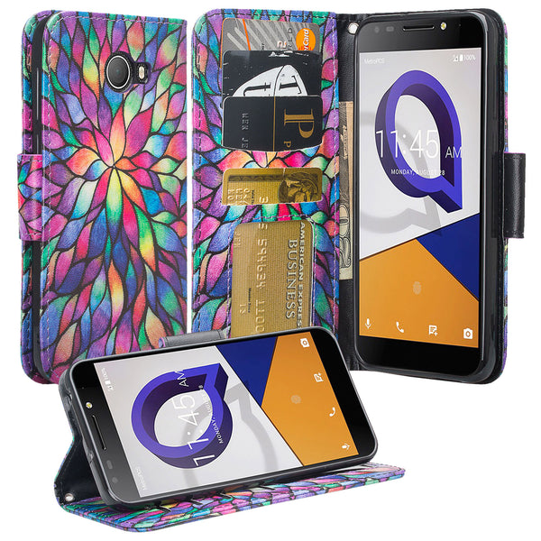 alcatel fierce xl2 wallet case - rainbow flower - www.coverlabusa.com