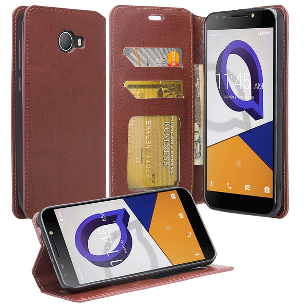 alcatel fierce xl2 wallet case - brown - www.coverlabusa.com