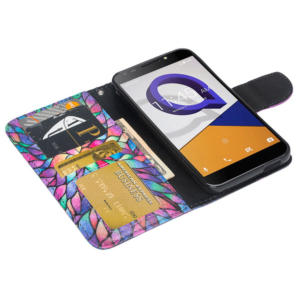 alcatel fierce xl2 wallet case - rainbow flower - www.coverlabusa.com