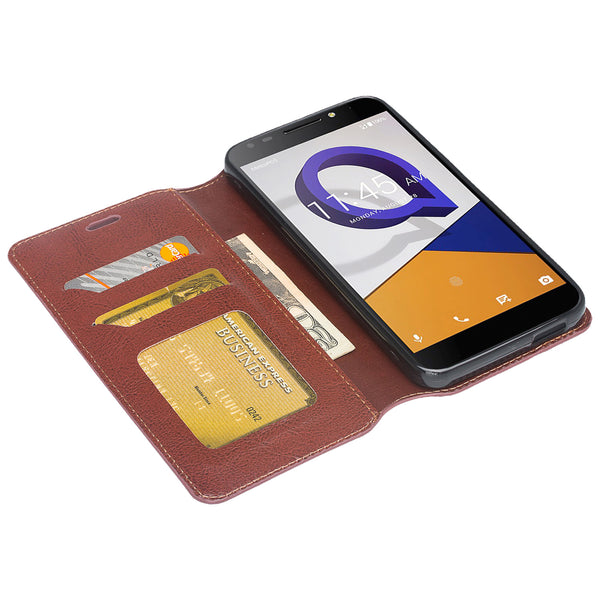 alcatel fierce xl2 wallet case - brown - www.coverlabusa.com