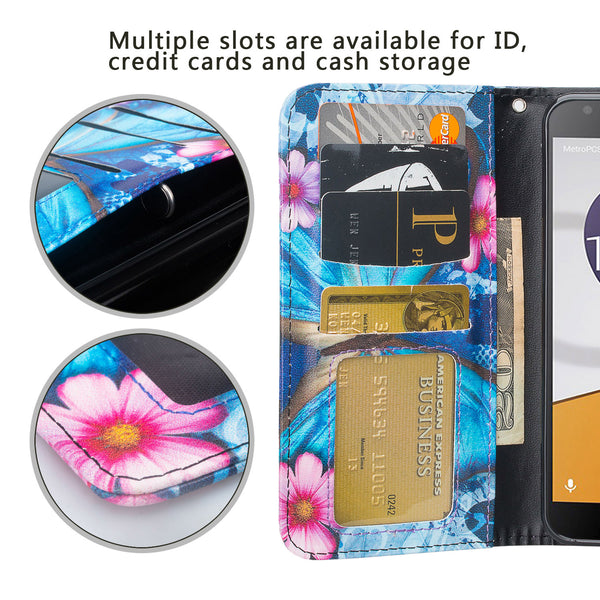 alcatel fierce xl2 wallet case - blue butterfly - www.coverlabusa.com