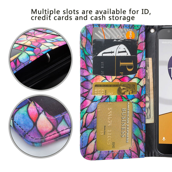 alcatel fierce xl2 wallet case - rainbow flower - www.coverlabusa.com