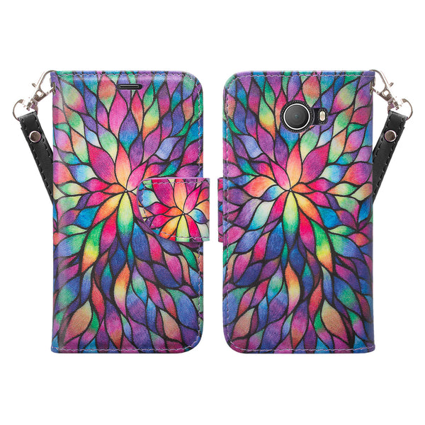 alcatel fierce xl2 wallet case - rainbow flower - www.coverlabusa.com