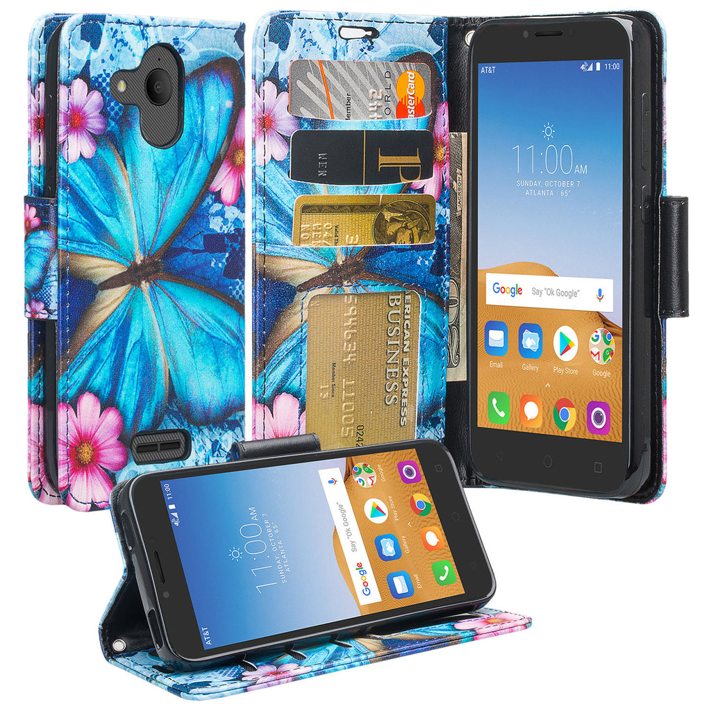 alcatel tetra wallet case - blue butterfly - www.coverlabusa.com