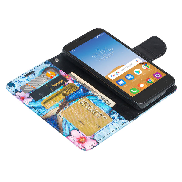 alcatel tetra wallet case - blue butterfly - www.coverlabusa.com