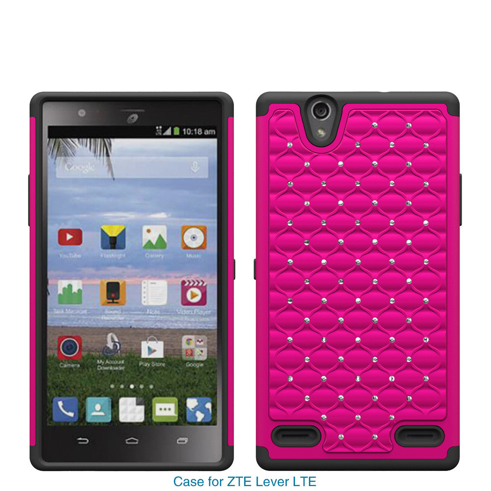 ZTE Lever LTE Rhinestone Case - hot pink/black - www.coverlabusa.com