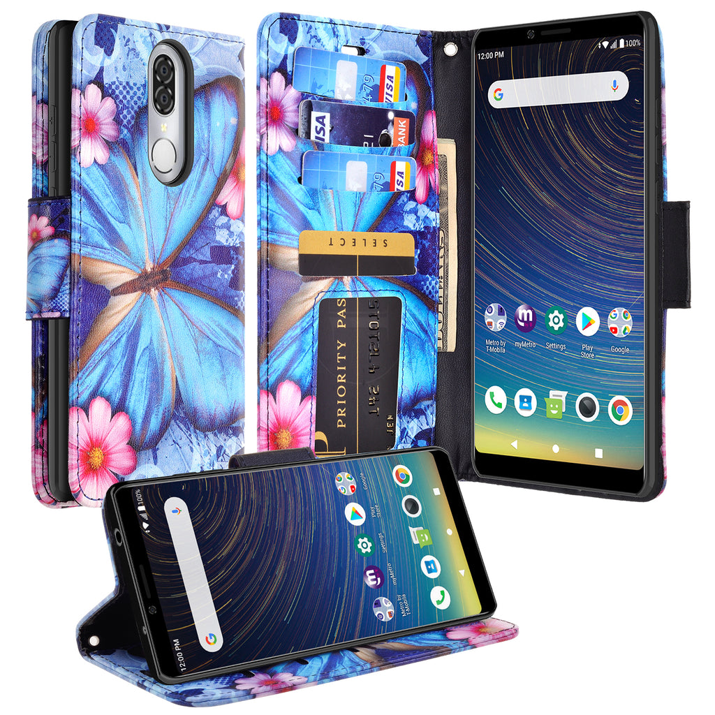 coolpad legacy wallet case - blue butterfly - www.coverlabusa.com