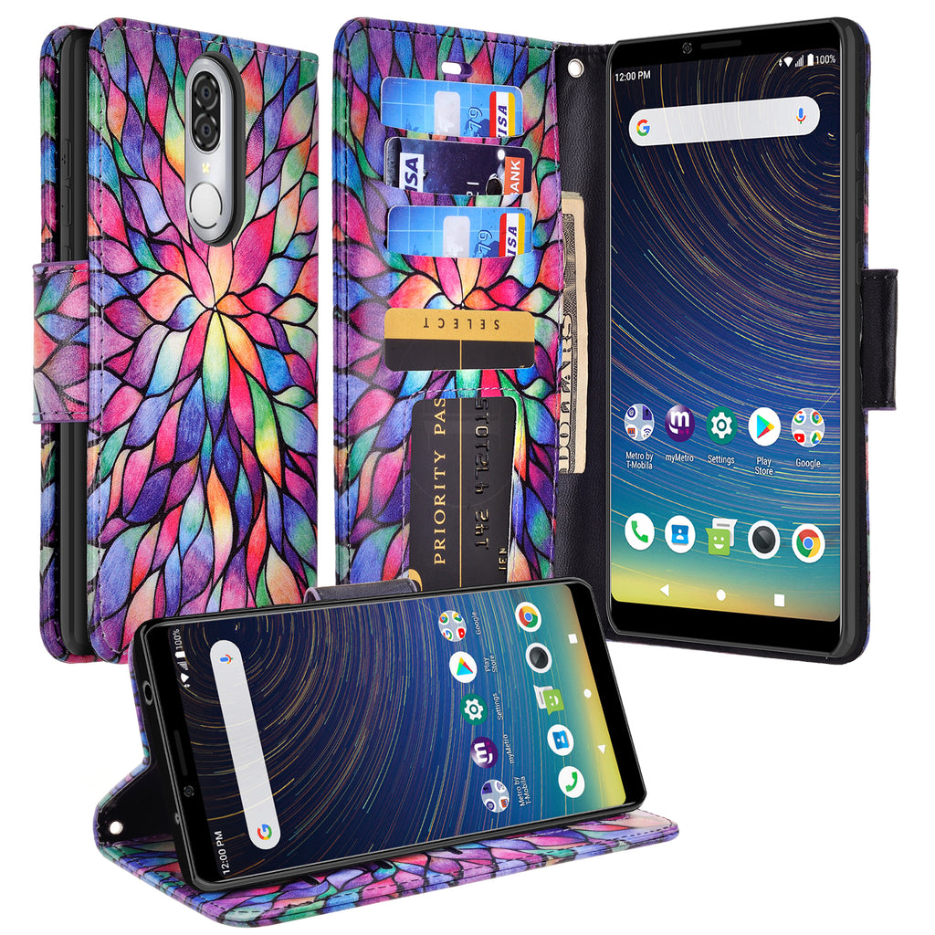 coolpad legacy wallet case - rainbow flower - www.coverlabusa.com