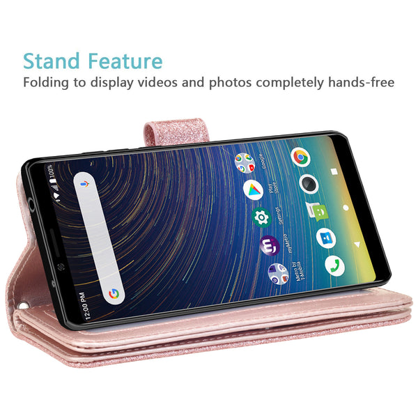 Coolpad Legacy Glitter Wallet Case - Rose Gold - www.coverlabusa.com
