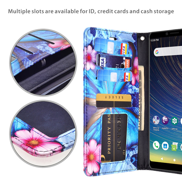 coolpad legacy wallet case - blue butterfly - www.coverlabusa.com