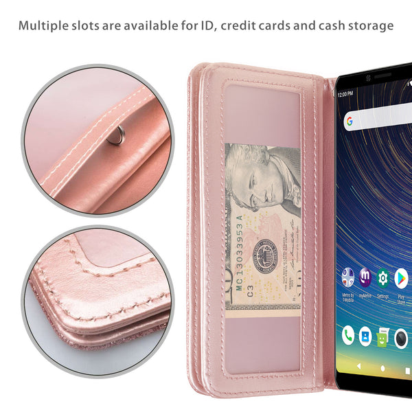 Coolpad Legacy Glitter Wallet Case - Rose Gold - www.coverlabusa.com