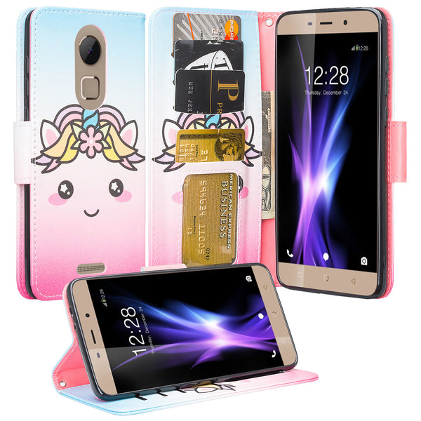 Coolpad REVVL Plus Wallet Case - White Unicorn - www.coverlabusa.com