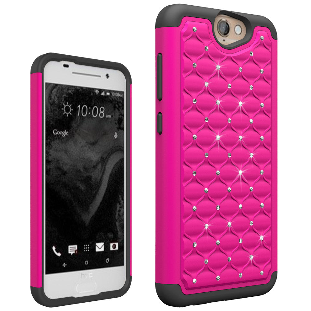 HTC One A9 Rhinestone Case - Hot Pink/Black - www.coverlabusa.com