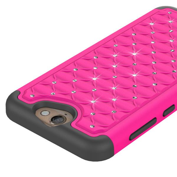 HTC One A9 Rhinestone Case - Hot Pink/Black - www.coverlabusa.com