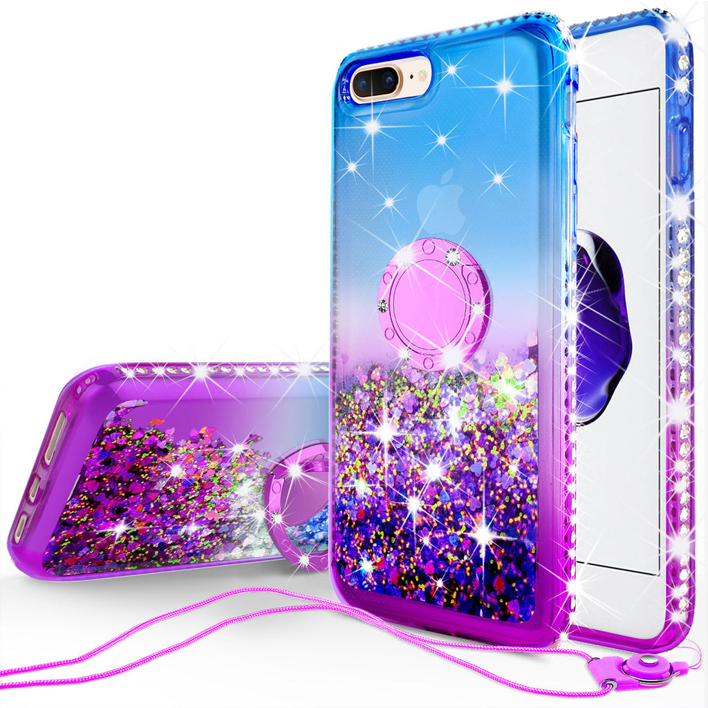 glitter ring phone case for Apple iPhone 7/8 - blue gradient - www.coverlabusa.com