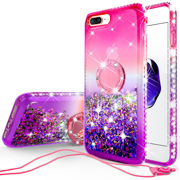 glitter ring phone case for Apple iPhone 7/8 - pink gradient - www.coverlabusa.com