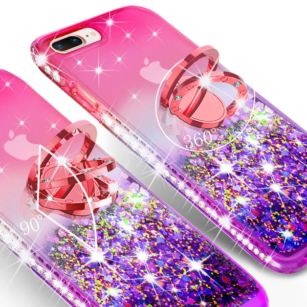 glitter ring phone case for Apple iPhone 7/8 Plus- pink gradient - www.coverlabusa.com