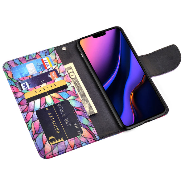 apple iphone 11 wallet case - rainbow flower - www.coverlabusa.com