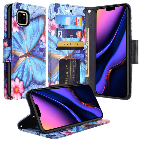 apple iphone 11 wallet case - blue butterfly - www.coverlabusa.com
