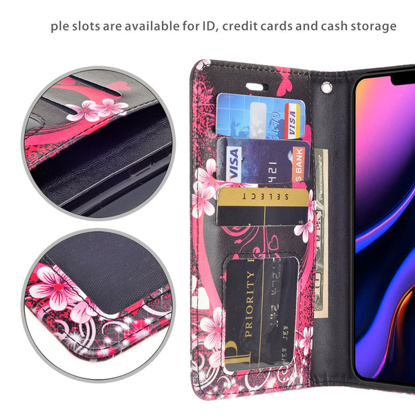apple iphone 11 wallet case - heart butterflies - www.coverlabusa.com