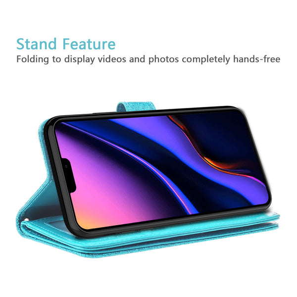 apple iphone 11 pro glitter wallet case - teal - www.coverlabusa.com