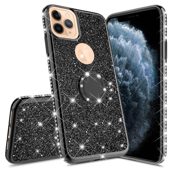 apple iphone 11 glitter bling fashion case - black - www.coverlabusa.com