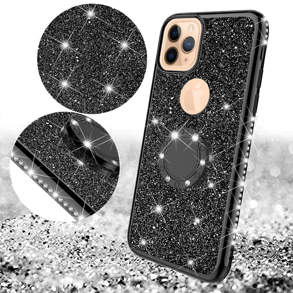 apple iphone 11 glitter bling fashion case - black - www.coverlabusa.com