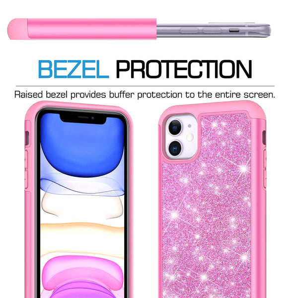 apple iphone 11 glitter hybrid case - hot pink - www.coverlabusa.com