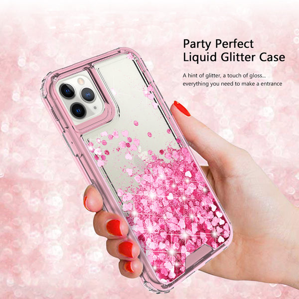 hard clear glitter phone case for apple iphone 12 pro max - pink - www.coverlabusa.com