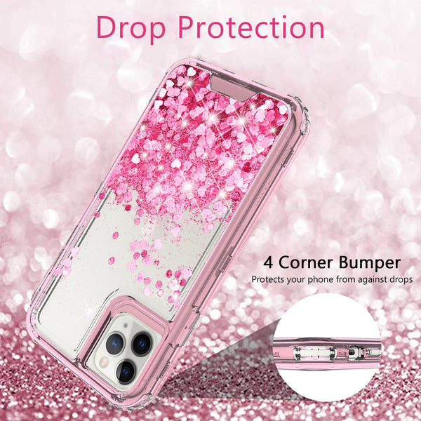 hard clear glitter phone case for apple iphone 11 - pink - www.coverlabusa.com