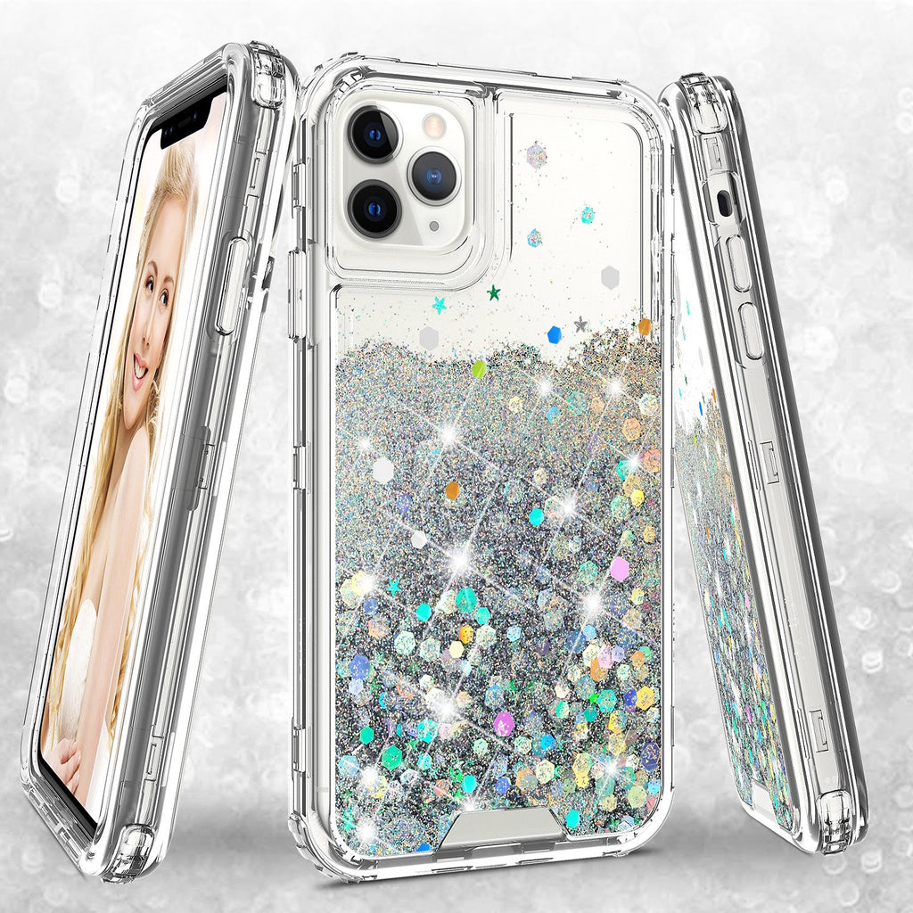 hard clear glitter phone case for apple iphone 12 mini - clear - www.coverlabusa.com