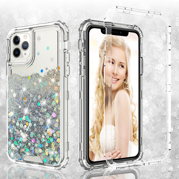 hard clear glitter phone case for apple iphone 12 pro max - clear - www.coverlabusa.com