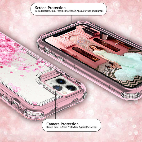 hard clear glitter phone case for apple iphone 12 pro - pink - www.coverlabusa.com