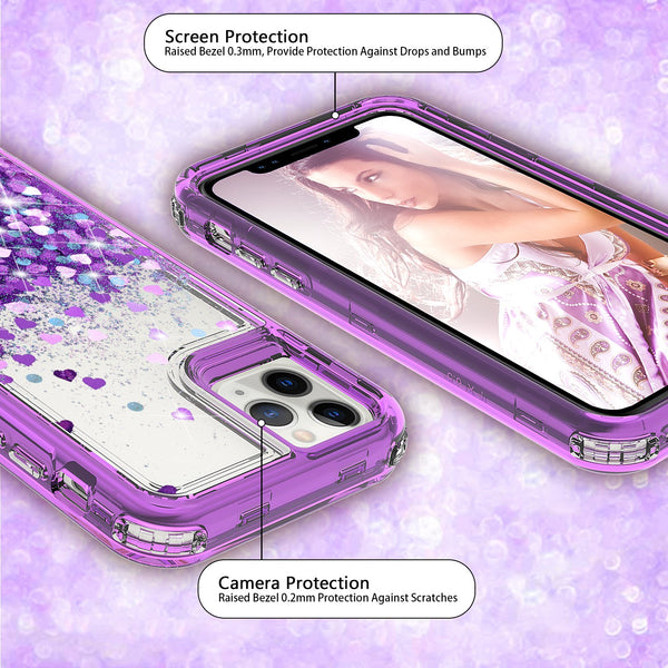 hard clear glitter phone case for apple iphone 12 pro - purple - www.coverlabusa.com