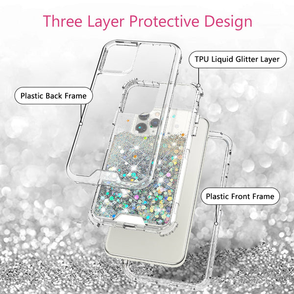hard clear glitter phone case for apple iphone 12 pro max - clear - www.coverlabusa.com