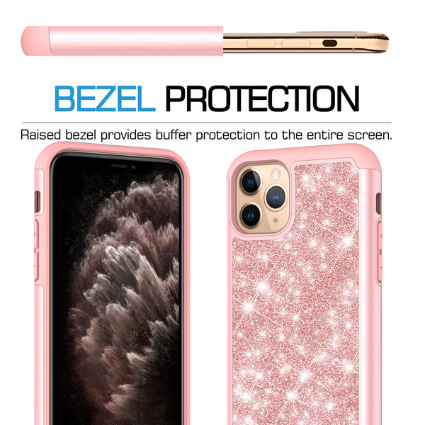 apple iphone 11 pro glitter hybrid case - rose gold - www.coverlabusa.com