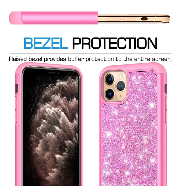 apple iphone 11 pro glitter hybrid case - hot pink - www.coverlabusa.com