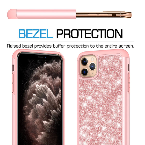 apple iphone 11 pro max glitter hybrid case - rose gold - www.coverlabusa.com
