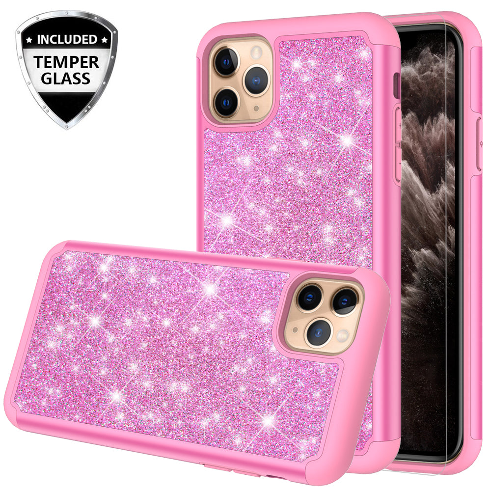 apple iphone 11 pro max glitter hybrid case - hot pink - www.coverlabusa.com